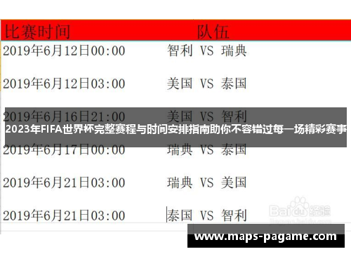2023年FIFA世界杯完整赛程与时间安排指南助你不容错过每一场精彩赛事