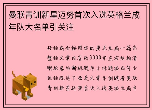 曼联青训新星迈努首次入选英格兰成年队大名单引关注 曼联青训新星迈努首次入选英格兰成年队大名单引关注